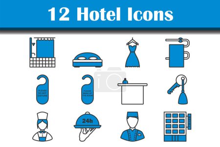Illustration for Hotel Icon Set. Editable Bold Outline With Color Fill Design. Vector Illustration. - Royalty Free Image