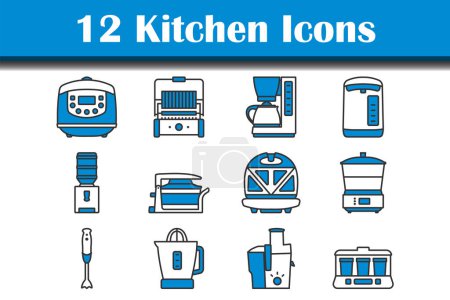 Kitchen Icon Set vorhanden. Editierbare kühne Umrisse mit Farbfülldesign. Vektorillustration.
