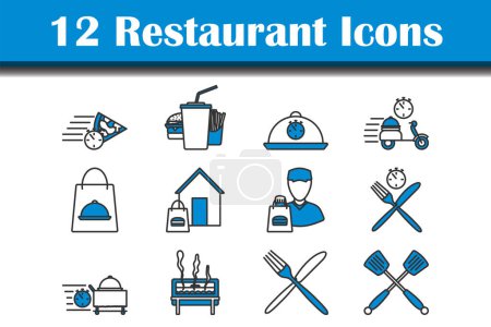 Restaurant Icône Set. contour audacieux modifiable avec la conception de remplissage de couleur. Illustration vectorielle.