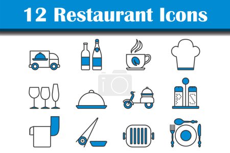 Illustration for Restaurant Icon Set. Editable Bold Outline With Color Fill Design. Vector Illustration. - Royalty Free Image