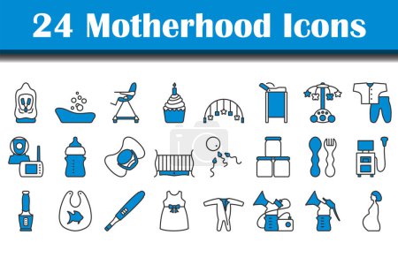 Conjunto de iconos de maternidad. Esquema audaz editable con diseño de relleno de color. Ilustración vectorial.