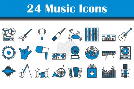 Illustration for Music Icon Set. Editable Bold Outline With Color Fill Design. Vector Illustration. - Royalty Free Image