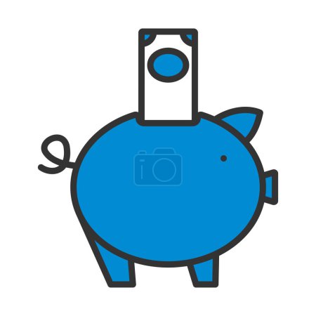 Piggy Bank Icon. Editable Bold Outline With Color Fill Design. Vector Illustration.