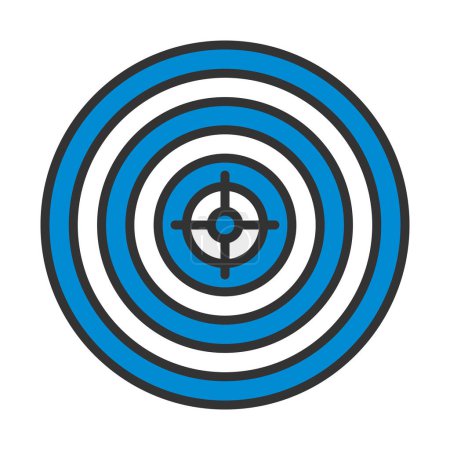 Ilustración de Target With Dart In Center Icon. Editable Bold Outline With Color Fill Design. Vector Illustration. - Imagen libre de derechos