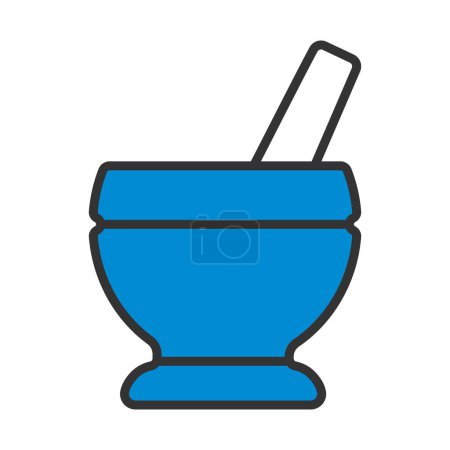 Mortar And Pestle Icon. Editable Bold Outline With Color Fill Design. Vector Illustration.