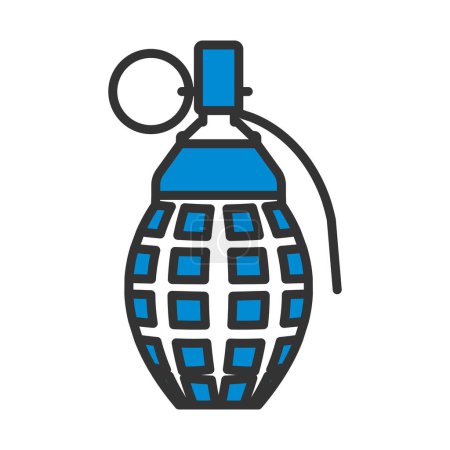 Téléchargez les illustrations : Icône de grenade défensive. contour audacieux modifiable avec la conception de remplissage de couleur. Illustration vectorielle. - en licence libre de droit