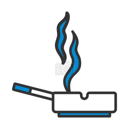Cigarette In An Ashtray Icon. Editable Bold Outline With Color Fill Design. Vector Illustration.