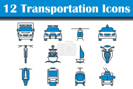 Transportation Icon Set. Editable Bold Outline With Color Fill Design. Vector Illustration.