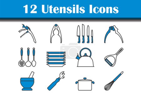 Utensils Icon Set. Editable Bold Outline With Color Fill Design. Vector Illustration.