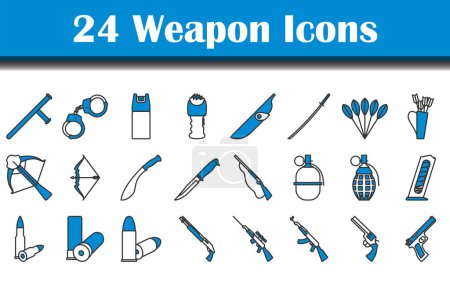 Ensemble d'icônes d'armes. contour audacieux modifiable avec la conception de remplissage de couleur. Illustration vectorielle.