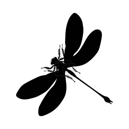 Silhouette einer Libelle. Detailaufnahme Libelle. Vektor-Libelle-Symbol auf weißem Hintergrund.