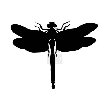 Silhouette einer Libelle. Detailaufnahme Libelle. Vektor-Libelle-Symbol auf weißem Hintergrund.