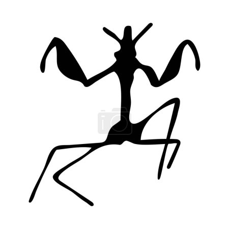 Ilustración de Silueta de mantis. Mantis primer plano detallado. Icono de mantis vectorial sobre fondo blanco. - Imagen libre de derechos
