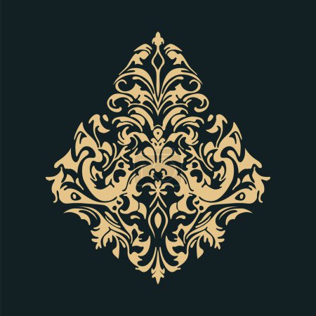 Illustration for Damask baroque ornament. Ornate element for design in Victorian style. It can be used for decorating of wedding invitations, greeting cards, decoration for bags and clothes - Royalty Free Image