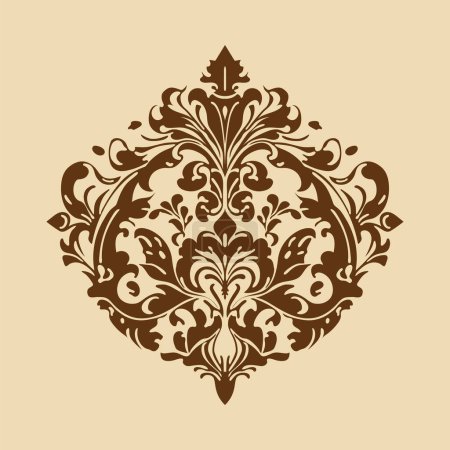 Illustration for Damask baroque ornament. Ornate element for design in Victorian style. It can be used for decorating of wedding invitations, greeting cards, decoration for bags and clothes - Royalty Free Image