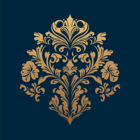 Damask baroque ornament. Ornate element for design in Victorian style. It can be used for decorating of wedding invitations, greeting cards, decoration for bags and clothes