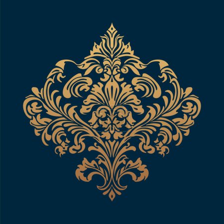 Damask baroque ornament. Ornate element for design in Victorian style. It can be used for decorating of wedding invitations, greeting cards, decoration for bags and clothes