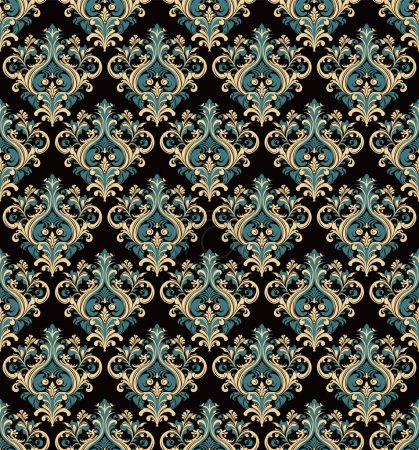 Damask seamless baroque ornament. Ornate pattern element for design in Victorian style. It can be used for decorating of wedding invitations, greeting cards, decoration for bags and clothes