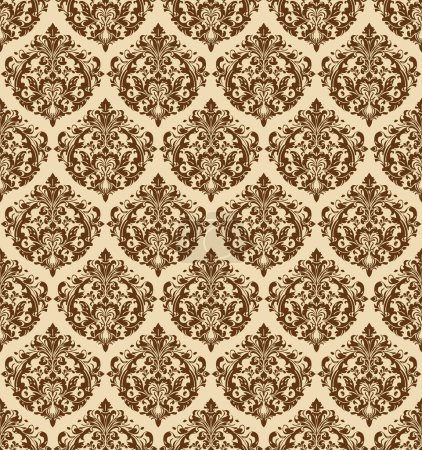 Illustration for Damask seamless baroque ornament. Ornate pattern element for design in Victorian style. It can be used for decorating of wedding invitations, greeting cards, decoration for bags and clothes - Royalty Free Image