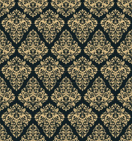 Damask seamless baroque ornament. Ornate pattern element for design in Victorian style. It can be used for decorating of wedding invitations, greeting cards, decoration for bags and clothes