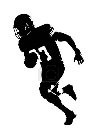 Illustration for American football player silhouette. Running isolated athlete. Running rugby man, team sport. Very detailed and smooth lines. Vector illustration. - Royalty Free Image