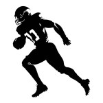 American football player silhouette. Running isolated athlete. Running rugby man, team sport. Very detailed and smooth lines. Vector illustration.