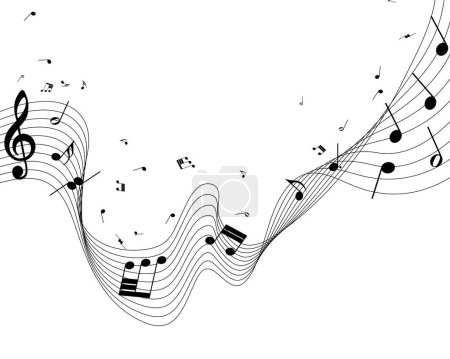 Musikalische Notizen Notensystem Hintergrund auf weiß. Vektorillustration.