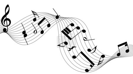 Illustration for Musical notes staff background on white. Vector illustration. - Royalty Free Image