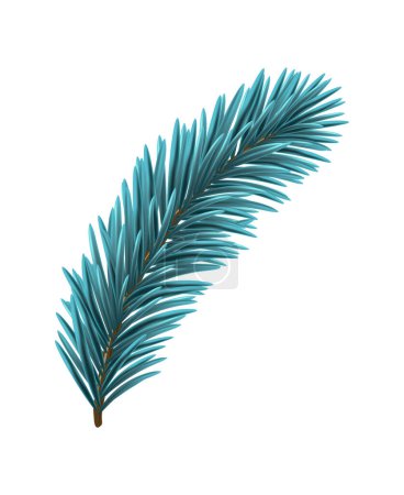 Blue Christmas fir tree branch element. Vector illustration.