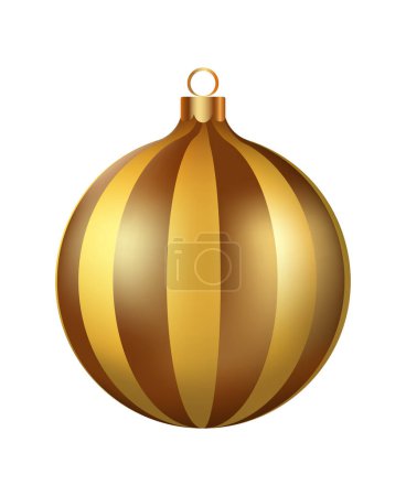 Illustration for Christmas decoration golden glass ball with snowflakes ornate. Festive design element for the winter holidays, events, discounts, and sales. Vector illustration. - Royalty Free Image