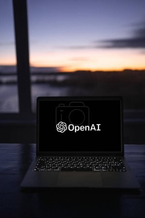 Photo for Ukraine, Odessa, February 15, 2023: a laptop is on table OpenAI is a research company that develops artificial intelligence and creates tools that allow people to use it to solve various problems. - Royalty Free Image