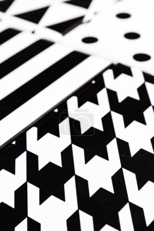 Photo for Abstract art displayed in modern interior, black and white geometric patterns, chic decorative design. - Royalty Free Image