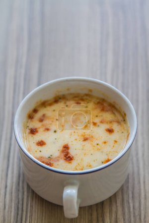 Photo for Side view of a cup of traditional Turkish yoghurt soup. - Royalty Free Image