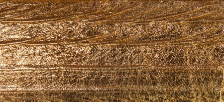 Photo for Gold foil leaf shiny texture, abstract yellow wrapping paper for background and design art work. - Royalty Free Image