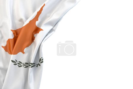 Photo for Flag of Cyprus in the corner on white background. Isolated. 3D illustration - Royalty Free Image