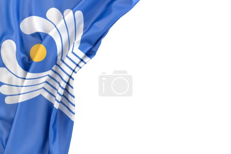 Photo for Flag of Commonwealth of Independent States in the corner on white background. Isolated. 3D illustration - Royalty Free Image