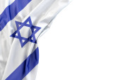 Flag of Israel in the corner on white background. Isolated. 3D illustration. Isolated Poster #645147120