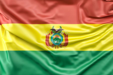 Gekräuselte Flagge Boliviens. 3D-Rendering