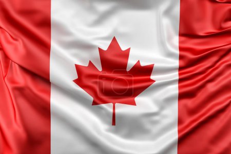 Bandera de Canadá con volantes. Renderizado 3D