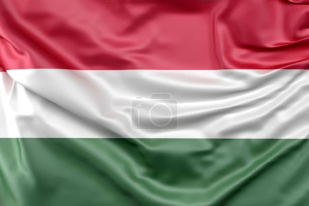 Bandera de Hungría con volantes. Renderizado 3D