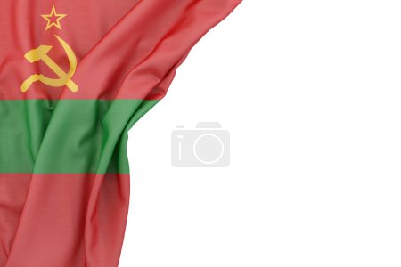 Foto de Bandera de Transnistria en la esquina sobre fondo blanco. Representación 3D. Aislado - Imagen libre de derechos