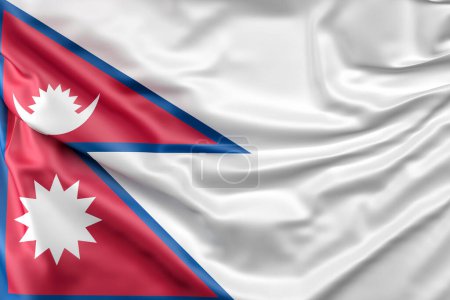 Ruffled Flag of Nepal. 3D Rendering
