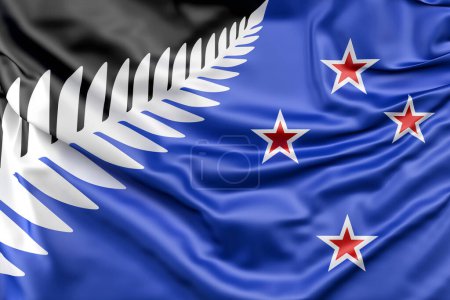 Photo for Newly proposed Silver Fern flag of New Zealand. 3D Rendering - Royalty Free Image