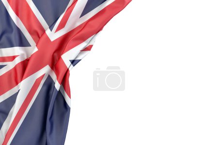 Photo for Flag of the United Kingdom in the corner on white background. 3D rendering. Isolated - Royalty Free Image