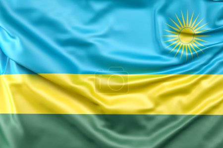 Foto de Bandera de Ruanda con volantes. Renderizado 3D - Imagen libre de derechos