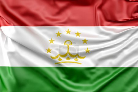 Foto de Bandera de Tayikistán con volantes. Renderizado 3D - Imagen libre de derechos