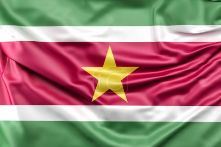 Photo for Ruffled Flag of Suriname. 3D Rendering - Royalty Free Image