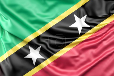 Photo for Ruffled Flag of Saint Kitts and Nevis. 3D Rendering - Royalty Free Image