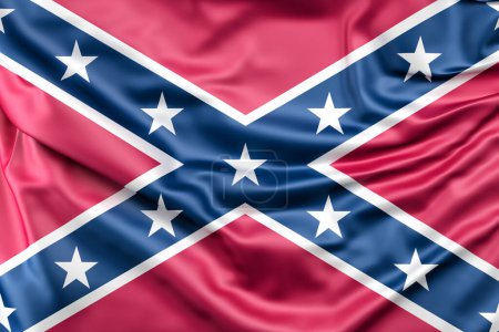 Téléchargez les photos : Ruffled Drapeau des États confédérés d'Amérique. Rendu 3D - en image libre de droit