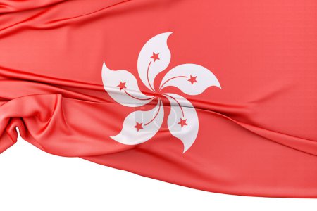 Isolated Flag of Hong Kong. 3D Rendering